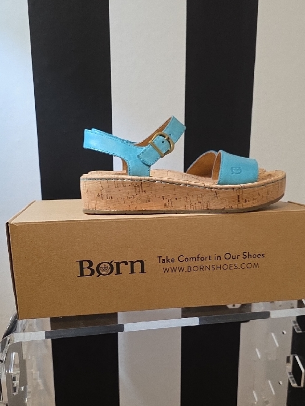 Born Metallic Teal Wedge Sandals - Picture 4 of 6